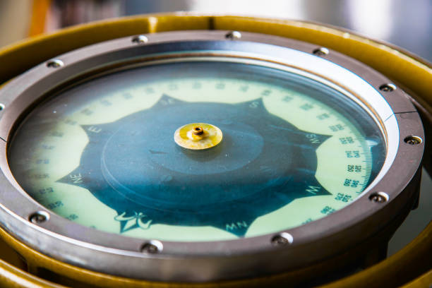 istock Classic gyrocompass on the bridge of a ship close-up. 2094482426