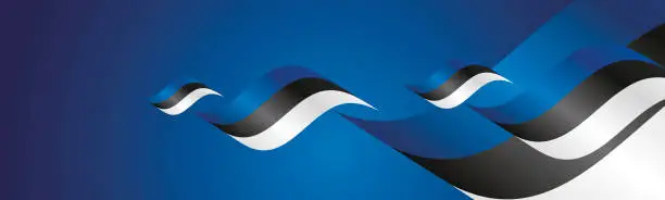 Vector illustration of Estonia Independence Day waving flags two fold blue landscape background
