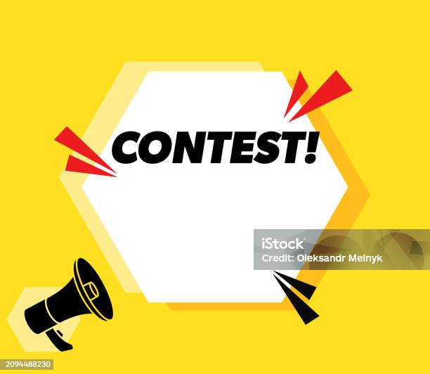 Contest Vector Graphics Contest Vector Advertising Banner With Megaphone Stock Illustration ...