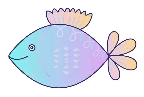 Vector illustration of Cute fish, gradient illustration