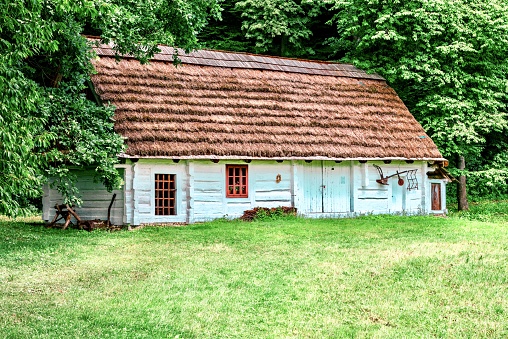 Wooden allotment houses in community garden in Muelheim Saarn in Germany