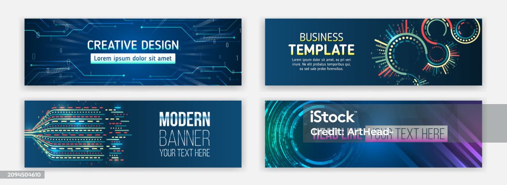 Hightech Horizontal Banner Template Modern Banner Design With ...