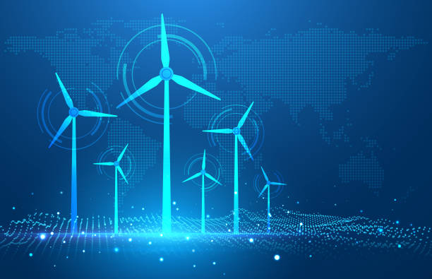 ilustraciones, imágenes clip art, dibujos animados e iconos de stock de windräder - energía eólica