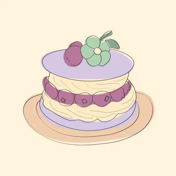 Vector illustration of Dessert awaiting, plate