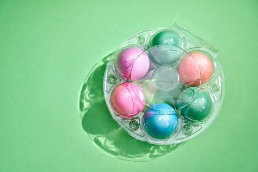 Colorful Easter Eggs in Plastic Packaging