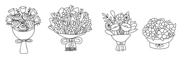 Vector illustration of Collection of bouquet