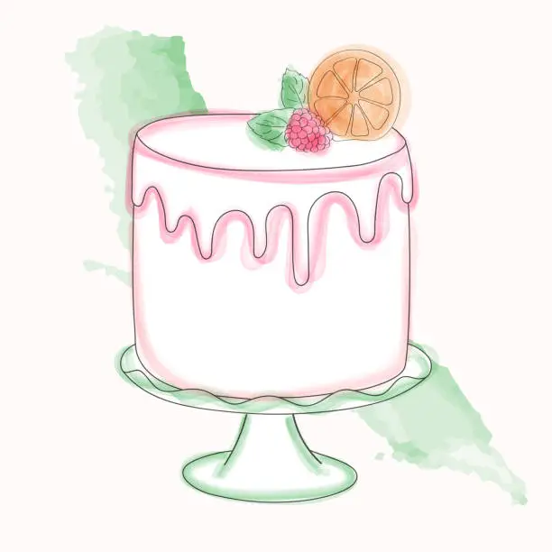 Vector illustration of Cake with orange slice