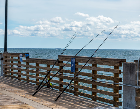 Fishing poles against the deck Dania Beach Florida