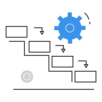 Waterfall Method Illustration. Sequential Project Development Approach. Visual depiction of the classic waterfall method emphasizing step-by-step progression in project development.