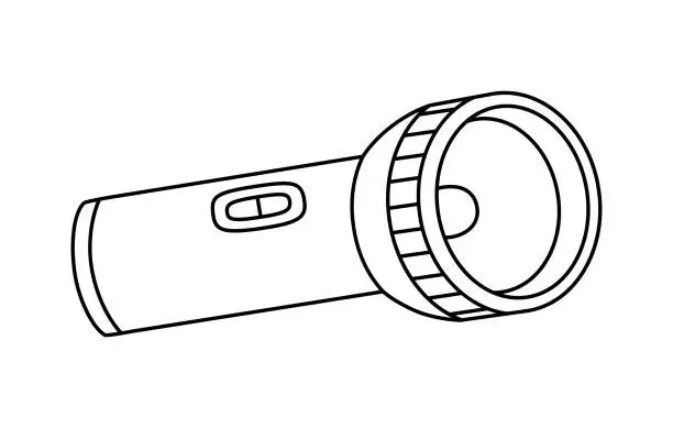 Vector illustration of Camping flashlight outline illustration