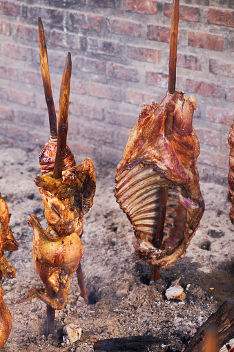 Lamb, pork and chicken on the spike, Monterrey's great food, Cabrito