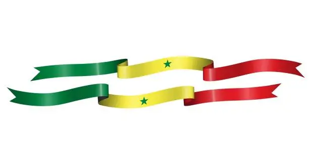 Vector illustration of set of flag ribbon with colors of Senegal for independence day celebration decoration