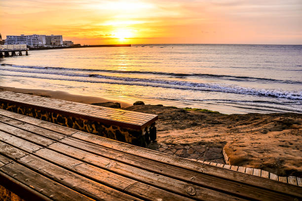 ocean coast's view - image alternative energy canary islands color image - fotografias e filmes do acervo