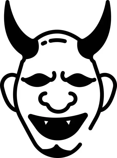 Vector illustration of Oni glyph and line vector illustration