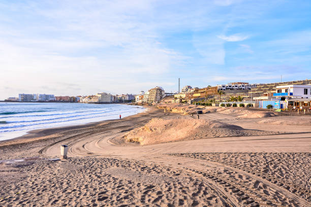 ocean coast's view - image alternative energy canary islands color image imagens e fotografias de stock