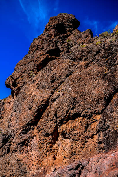 volcanic rock basaltic formation in gran canaria - image alternative energy canary islands color image 뉴스 사진 이미지