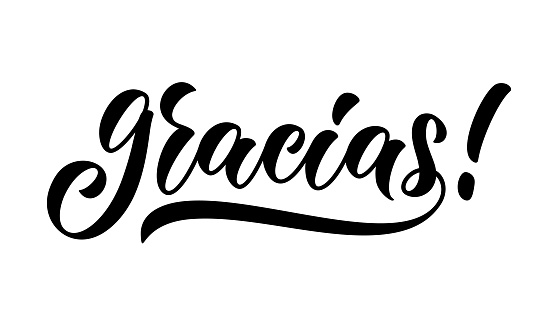 Gracias hand lettering. Spanish phrase that translates as Thank You. Vector typography design. Calligraphic text isolated on white background.