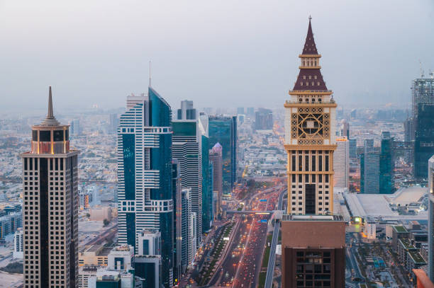 istock Urban Majesty: Sheik Zayed Highway Amidst Dubai's Skyscrapers in the UAE at blue hour 2094662368
