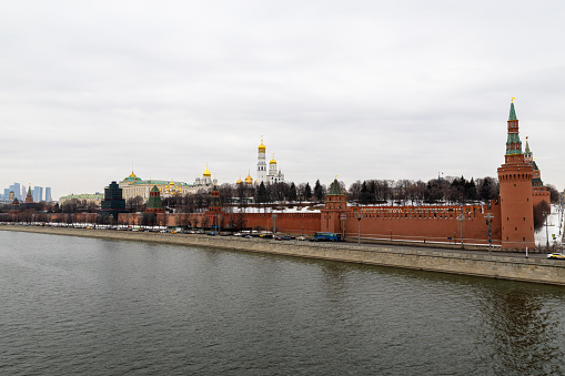 Moscow Kremlin and Moskva River, Russia. View from the Moskva River.