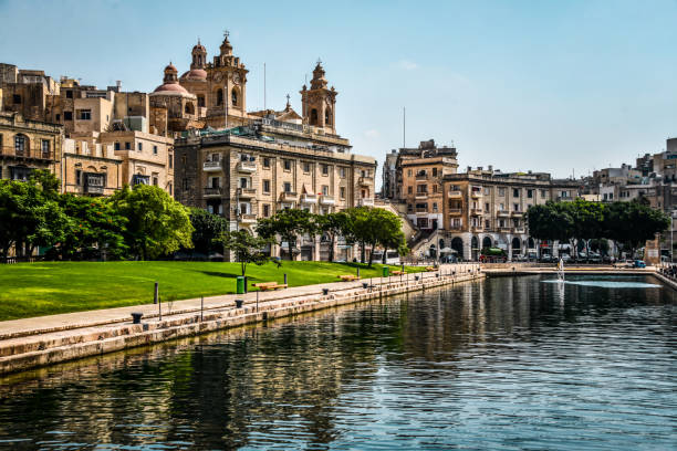 Buildings And Park On Bromla Waterfront, Cospicua, Malta