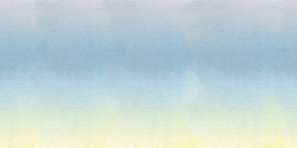 istock Hand drawn watercolor texture background, gradient from yellow to blue colors. For sky, sea, pond. Seamless long border horizontal. 2094676313