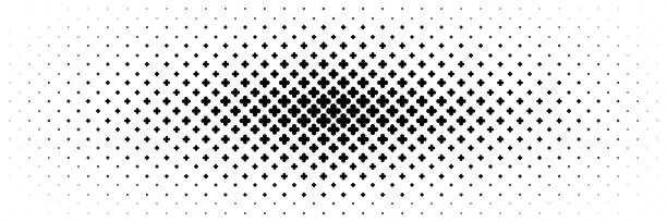 Vector illustration of horizontal halftone of black circle flower design for pattern and background.