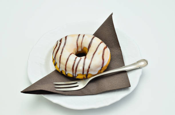 Donut on white Plate stock photo