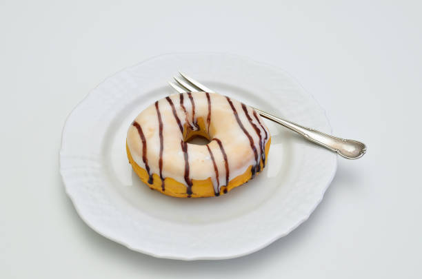 Donut on white Plate stock photo