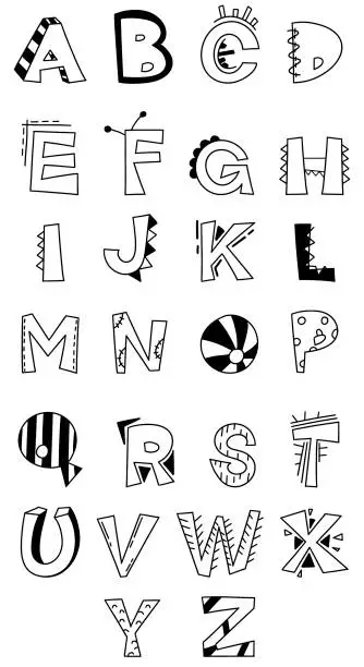 Vector illustration of English minimalistic alphabet for nursery