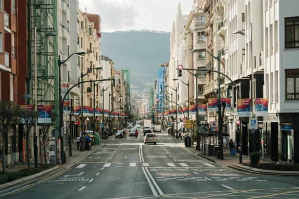Bilbao, Spain - 15 March 2024: Alameda de Recalde avenue in Bilbao, Spain