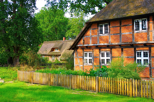Half-timbered house in Wilsede in the Lüneburg Heath -