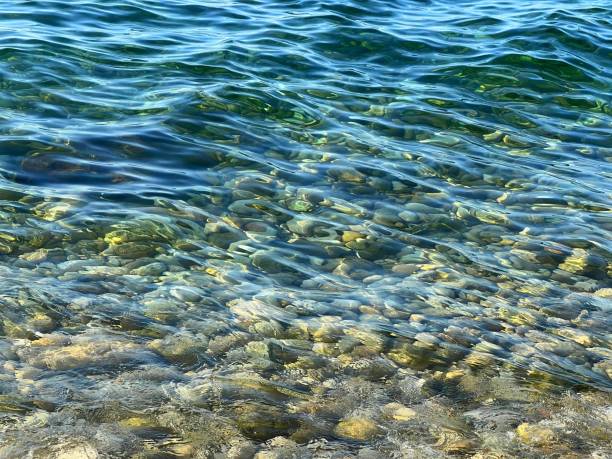 istock Blue rippled sea water with pebbles at the bottom 2094730001