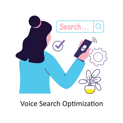 Voice Search Optimization flat style design vector stock illustrations.