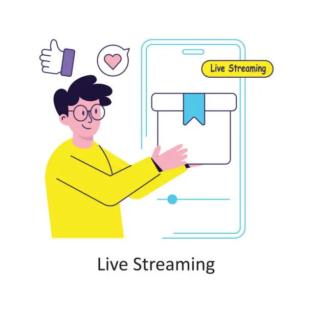 Vector illustration of Live Streaming flat style design vector stock illustrations.
