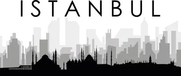 Vector illustration of Cityscape skyline panorama of ISTANBUL, TURKEY
