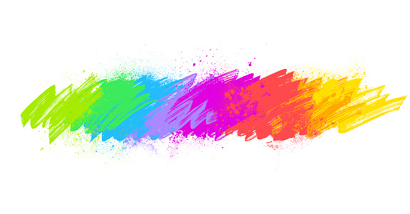 Bright colorful abstract Holi festival rainbow colored grunge textured paint marks and brush stroke patterns on white background vector illustration