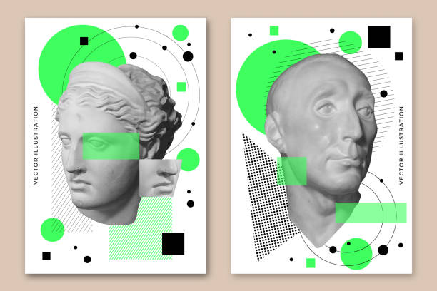 istock Mythical, ancient greek or roman style collage. Vector illustration. Abstract history classic statues in modern style. Collage art poster. 2094766716