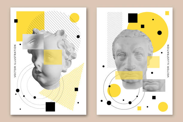 istock Mythical, ancient greek or roman style collage. Vector illustration. Abstract history classic statues in modern style. Collage art poster. 2094769905