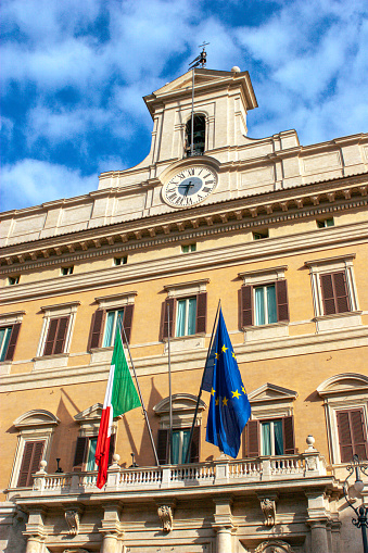 Rome, Italy - October 11, 2007: Palazzo Montecitorio the seat of the Chamber of Deputies or the Lower House of the Italian Parliament.