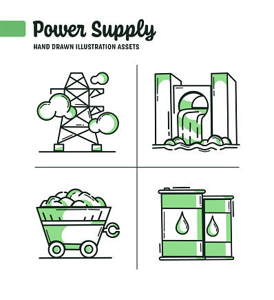 Power Supply Hand Drawn Icon Set
