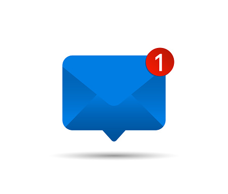 New message icon with notification. Envelope pointer with incoming message. Social media chat communication. New e-mail. Vector 10 eps.