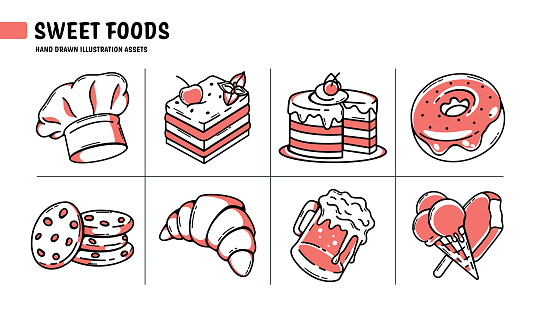 Bakery, Sweet Foods Outline Icons