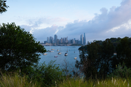 Sydney, Australia - March 7, 2024: Beautiful Sydney CBD skyline view from Waverton.