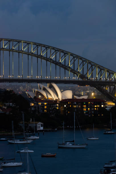 sydney harbour bridge and opera house - sydney harbor bridge sydney opera house vertical australia ストックフォトと画像