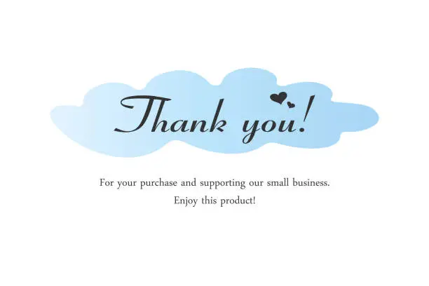 Vector illustration of Thank you note. Thank you for your order note. Postcard for customer. Thanks for the purchase postcard. Vector illustration