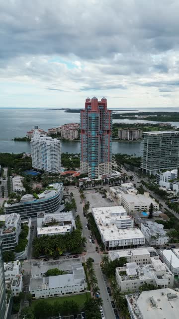 Aerial video South Pointe Tower in the city of Miami Florida
