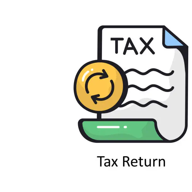 Vector illustration of Tax Return vector  outline doodle Design illustration. Symbol on White background EPS 10 File