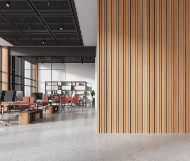 istock Office interior with coworking and meeting room. Empty wall partition 2094891548