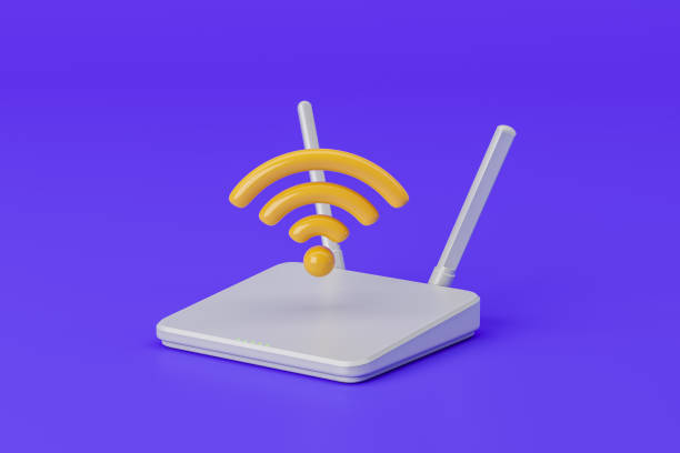 istock Wifi router with two antenna, internet signal and connection 2094898839