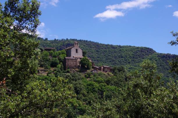 Village of Thines in Ardeche in France, Europe stock photo